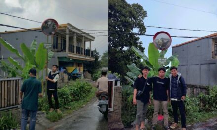“Mahasiswa KKM IUQI Bogor Kelompok VI Desa Sukaresmi melakukan Pemasangan Kaca Cembung di Pertigaan Kampung Laladon Desa Tamansari”