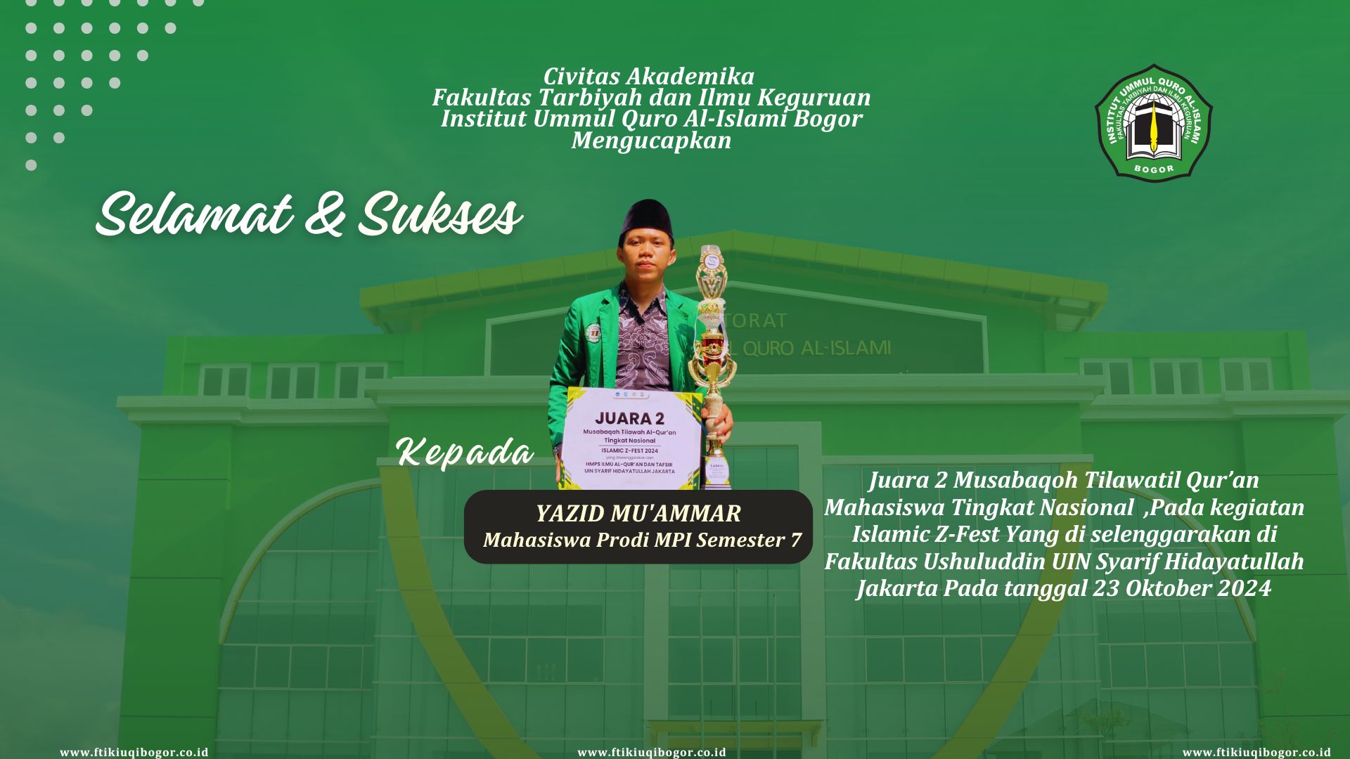 Mahasiswa IUQI Sabet juara 2 MTQ ditingkat Nasional